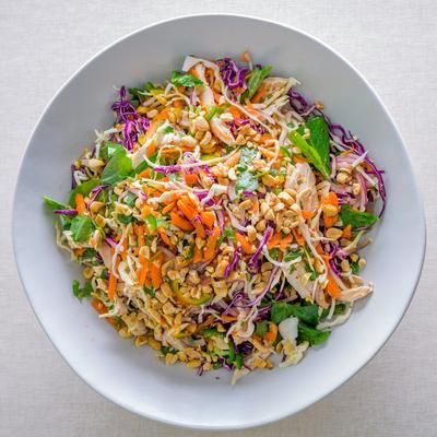 “Bursting with... - Christopher Kimball’s Milk Street Vietnamese Chicken Salad With Sweet Lime Garlic Dressing, Fish Sauce Chicken, Recipes Vietnamese, Vietnamese Chicken Salad, Shredded Cooked Chicken, Chicken Cabbage, Vietnamese Chicken, Garlic Dressing, Salted Peanuts