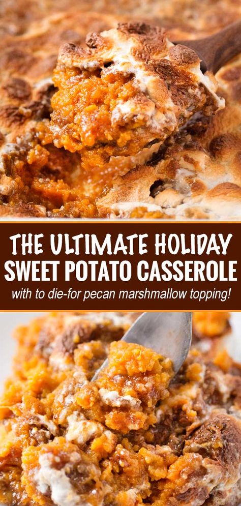 Quick Thanksgiving Recipes, Marshmallow Topping, Best Sweet Potato Casserole, Pecan Crumble, Chunky Chef, Sides Dishes, Hashbrown Casserole, Easy Thanksgiving Recipes, Best Thanksgiving Recipes