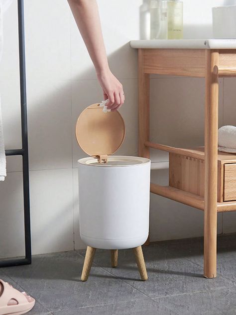 1pc Plastic Waste Bin, Modernist Garbage Can For HomeI discovered amazing products on SHEIN.com, come check them out! Kitchen Nordic Style, Wooden Trash Can, Kitchen Nordic, Bathroom Waste Basket, Garbage Containers, Bathroom Bin, Bathroom Trash Can, Waste Container, Kitchen Trash Cans