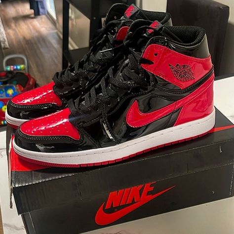 Air Jordan 1 Retro High OG 'Patent Bred' Jordan Patent, Jordan 1s, Air Jordan 1 Retro High Og, Air Jordan 1 Retro High, Air Jordan 1 Retro, Jordan 1 Retro High, Jordan 1 Retro, Air Jordan 1, Jordan Shoes