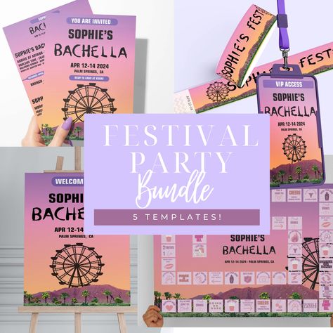 Festival Bachelorette Party Theme, Music Festival Bachelorette Party, Rave Bachelorette Party, Coachella Bachelorette Party, Music Festival Themed Party, Coachella Bachelorette, Festival Bachelorette Party, Festival Bachelorette, Template Music