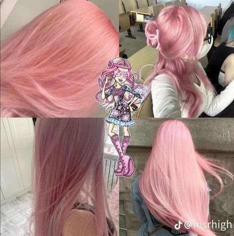 Monster high cute light pink hair color idea Monster High Pink Hair, Hair Dye Colors Curly Hair, Fluttershy Pink Hair, Monster High Hair Color, Light Pink Hairstyles, Pink Light Hair, Light Pink Hair Ideas, Pink And Light Pink Hair, Light Pink And Blonde Hair