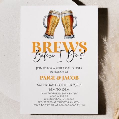 Rehearsal Dinner Brewery Decor, Brews Before I Dos Party, Brewery Themed Engagement Party, Brewery Wedding Invitations, Brews Before I Dos, Brews Before I Dos Invitations, Cowgirl Bridal Shower, Couples Bridal Shower Invitations, Couples Shower Invitation