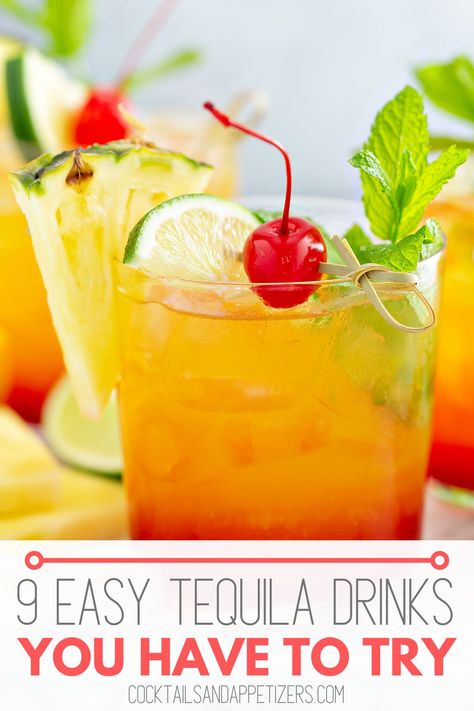 Mix Drinks With Tequila Easy, Tequila Drinks With Pineapple Juice, Fruity Tequila Cocktails, Tequila And Sprite Drinks, Tequila Mixed Drinks Recipes, Easy Cocktail Recipes Tequila, Easy Tequila Drinks Simple Cocktail Recipes, Mixed Drinks With Patron Tequila, Tequila Pitcher Cocktails