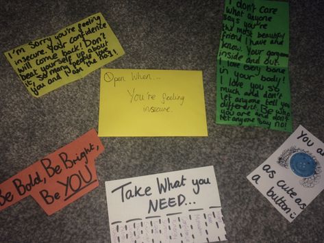 Open when... you’re feeling insecure Open When You’re Feeling Insecure, Open When You Feel Insecure Letter, Open When Your Feeling Insecure, Letters For When You're Feeling, Open When You Feel Insecure, Couples Projects, Diy Gifts For Boyfriend Birthday, Insecure Boyfriend, Best Diy Gifts