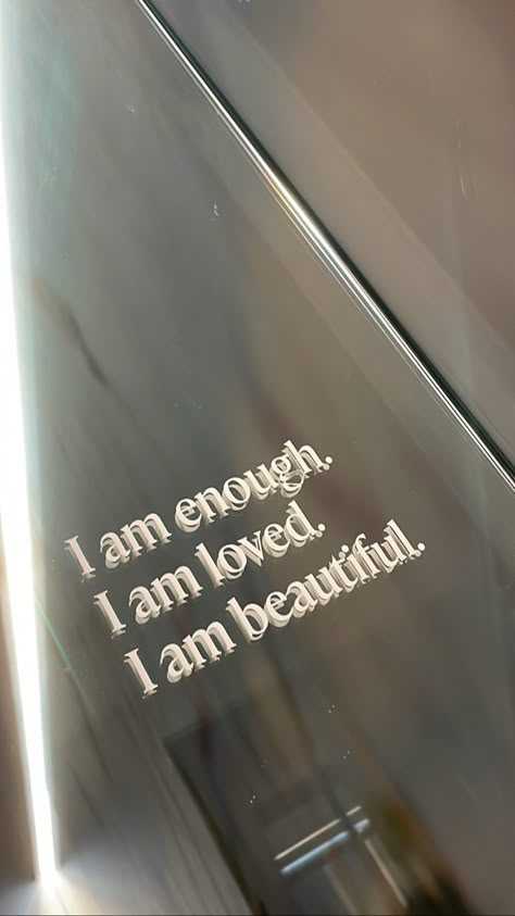 Quotes To Put On Mirror, Cute Mirror Messages, Inspirational Mirror Messages, Afirmations On Mirror Aesthetic, Quotes To Write On Mirror, Bathroom Mirror Quotes, Mirror Writing Ideas, Mirror Quotes Aesthetic, Self Love Mirror