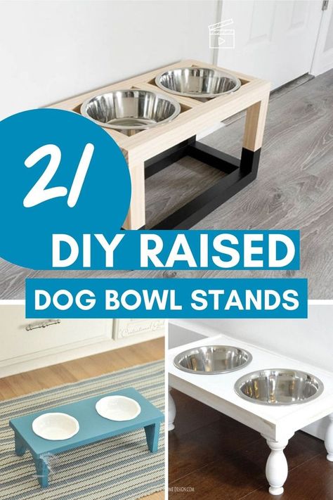 An amazing collection of pet feeding stations that you can make. Dog feeding station DIYs for small and large dogs that are beginner friendly DIY projects. Learn how to make a raised dog bowl stand with all of these great tutorials! #anikasdiylife Diy Feeding Station For Dogs, Elevated Pet Feeder, Raised Dog Bowls Diy How To Make, Diy Raised Pet Bowl, Dog Food Stands Elevated, Elevated Food Bowl, Raised Food Bowls Diy, Diy Tall Dog Bowl Stand, Dog Dishes Stand