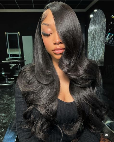 Quick Weave Hairstyles, Hairdos For Curly Hair, Pretty Braided Hairstyles, Dope Hairstyles, Hair Ponytail Styles, Ponytail Styles, Side Part, Frontal Wig, Sew In