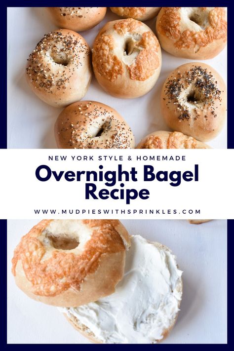 Overnight Bagel Recipe, Leftover Bagels, Rainbow Bagel Recipe, Ny Bagel, Vegan Bagel, Overnight Recipes, New York Bagel, Mini Bagels, Best Bagels