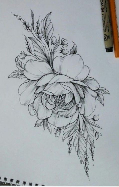 Victorian Flower Drawing, Peony Reference, Outer Bicep Tattoos, Pelvic Tattoos, Ink Tattoo Design, Red Tattoo Ideas, Flor Tattoo, Red Ink Tattoo, Henna Inspired Tattoos