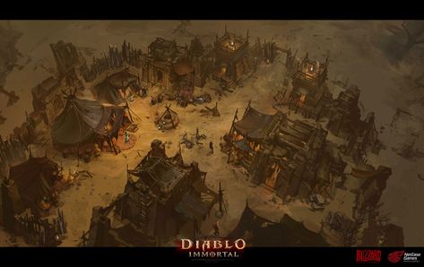 Post Apocalyptic Fantasy, Diablo Immortal, Props Design, Medieval Village, Dnd Maps, Blizzard Entertainment, Level Design, Job Application, Environment Design