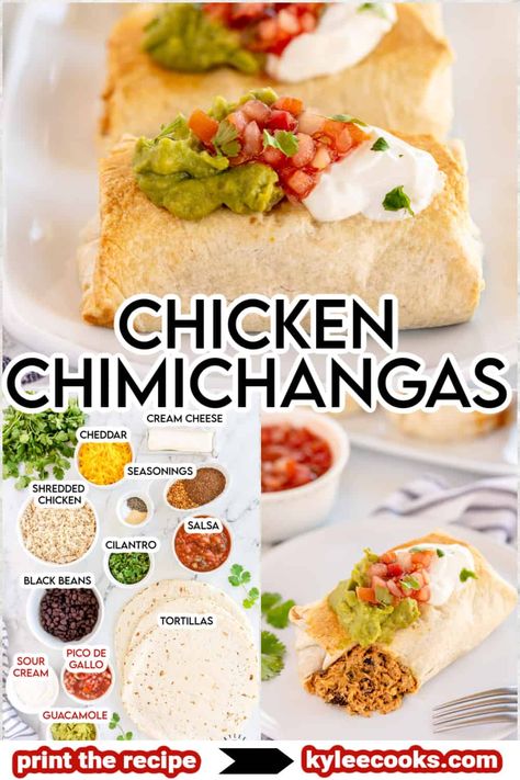 You will love this lighter version of a Tex-Mex favorite! These Baked Chicken Chimichangas are flavor-packed with shredded chicken, black beans, seasonings and cheese. Perfect for dinner tonight! Shredded Chicken Chimichangas, Chimichanga Recipe Chicken, Mini Chimichangas, Chimichanga Recipes, Chicken Chimichanga Recipe, Baked Chimichangas, Baked Chicken Chimichangas, Chicken Chimichangas, 2024 Meals