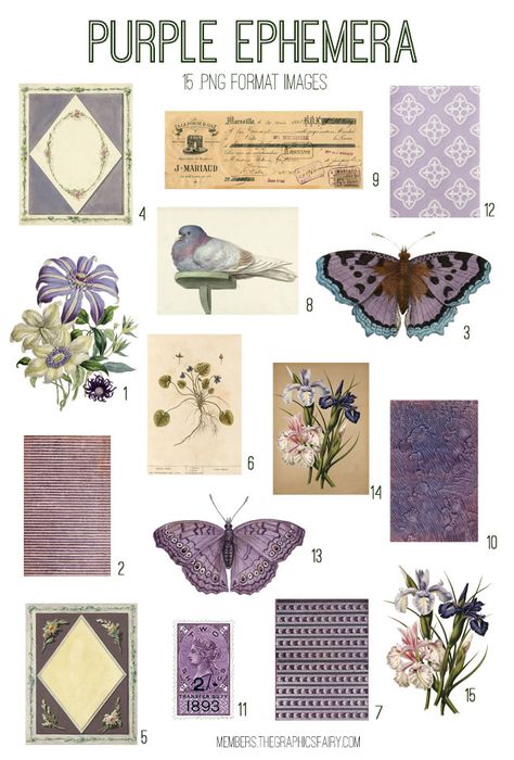 vintage purple ephemera digital image bundle Purple Vintage Stickers, Free Purple Ephemera, Purple Stickers For Journal, Purple Journal Stickers Printable, Fairy Scrapbook Ideas, Digital Journal Stickers Free, Fairy Journal Ideas, Purple Stickers Printable, Journal Pictures To Print