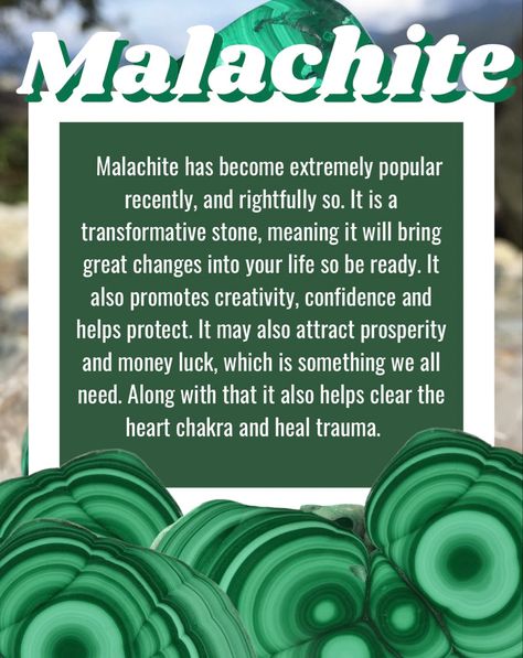 Malachite Affirmation, Malachite Crystal Meaning, Malachite Crystal, Crystals Healing Properties, Crystals Healing, Gemstone Meanings, Crystal Healing Stones, Crystal Meanings, 2024 Vision