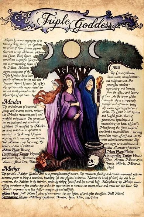 Full Moon Tarot, Pagan Gifts, Hecate Goddess, Triple Moon Goddess, Witch Spell Book, Baby Witch, Witch Magic, Wiccan Spells, Triple Goddess