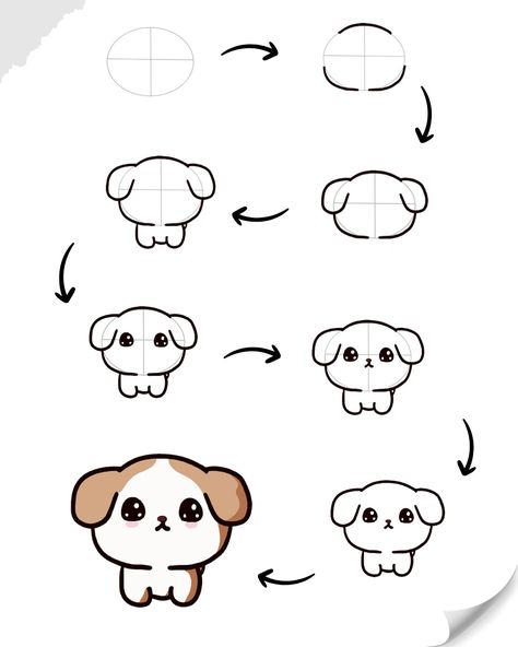 Cute dog drawing How To Draw Anime Dog, Dog Drawing Ideas Easy, Dog Easy Painting, Cute Drawings Dogs Easy, How To Draw An Easy Dog, Draw Dog Easy Kids, Kawaii Puppy Drawing, How To Draw Puppy, Easy Dog Drawing Simple Step By Step