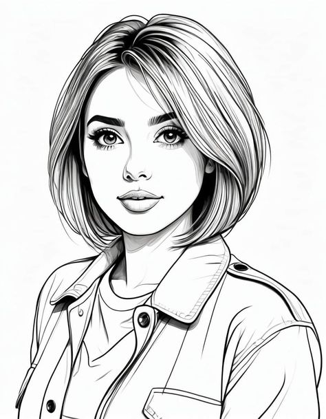 Coloring Pictures Of People, Side Face Hairstyle Sketch, Portrait Coloring Pages, Faces Coloring Pages, Human Coloring Pages, Coloring Pages Portrait, Woman Coloring Pages Faces, Animal Line Drawings, Pelo Anime