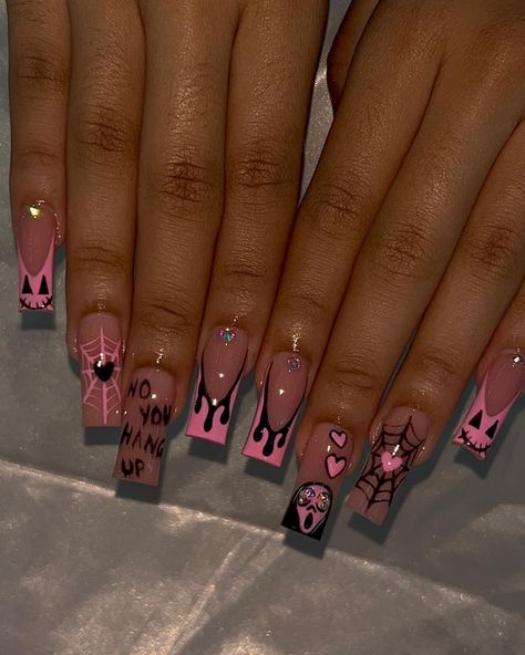 Pink Toe Nails, Nail Polish Art Designs, Halloween Acrylic Nails, Hippie Nails, Subtle Nails, Girly Acrylic Nails, Cute Acrylic Nail Designs, Dope Nail Designs, Short Square Acrylic Nails