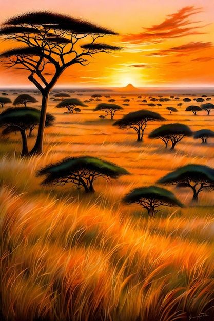 Paysage De Savane Africaine Avec Des Aca... | Premium Photo #Freepik #photo #paysage #landscape #paysage-afrique #paysage-africain Afrique Art, African Paintings, Landscape Photography Nature, Premium Photo, Land Scape, Decorative Painting, Kenya, Landscape Photography, Photography