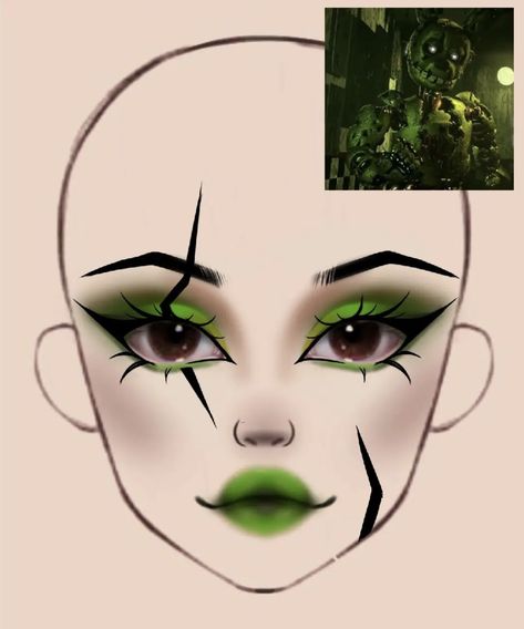 Makeup Template Face Make Up, Fnaf Makeup Ideas, Fnaf Makeup Looks, Fnaf Inspired Makeup, Marionette Makeup, Fnaf Inspired Outfits, Fnaf Outfit Ideas, Halloween Themed Makeup, Creepy Makeup Looks