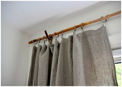 10 DIY Curtain Rods & Window Treatments | Somewhat Simple Curtain Rods Ideas, Branch Curtain Rods, Creative Window Treatments, Rustic Curtain Rods, Cabin Curtains, Wooden Curtain Rods, Custom Curtain Rods, Wood Curtain Rods, Diy Curtain Rods