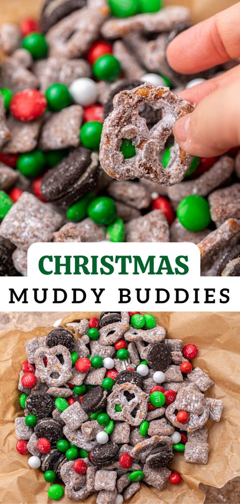 These muddy buddies are a simple and delicious snack to serve around Christmas time! Holiday Puppy Chow, Christmas Muddy Buddies, Puppy Chow Christmas, Christmas Snack Mix, Reindeer Chow, Chex Mix Christmas, Muddy Buddies Recipe, Lifestyle Of A Foodie, Chow Recipe