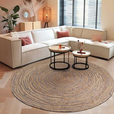 Jute Woven Mat $84.89 bit.ly/3hCYQMU Knitting Rug, City Bathrooms, Woven Mat, Carpet Living Room, Knit Throw Blanket, Prayer Room, Bamboo Fiber, Knitted Throws, Curtains Bedroom