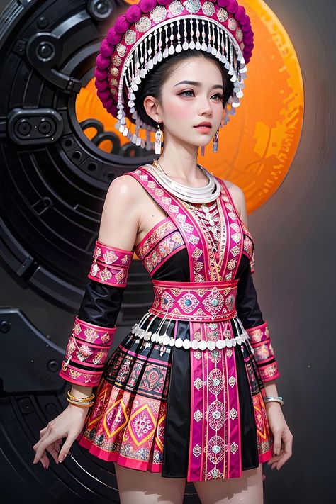 Hmong New Year Outfits, Modern Hmong Clothes, Thai Clothes Traditional, Cute Outfits Kawaii, Party Outfit Night Club Dress, Hmong New Year, Cute Outfits Korean, Outfits 60s, Hmong Fashion