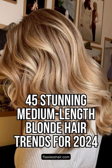 Bamboo Blonde Different Color Blondes, Blonde Hair Cuts Medium, Blonde Hair Trends, Medium Blonde Hair Color, Blonde Hair With Fringe, Balayage Hair Blonde Medium, Champagne Blonde Hair, Warm Blonde Hair, Medium Length Blonde Hair