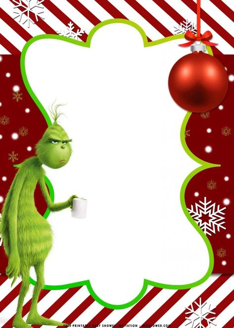 (FREE Printable) – Christmas Grinch Baby Shower Invitation Templates | FREE Printable Baby Shower Invitations Templates Grinch Invitations Template, Grinch Birthday Invitations Free, Grinch Cocktail, Immagini Grinch, Grinch Night, Grinch Printable, Grinch Baby, Grinch Ideas, Free Printable Baby Shower Invitations