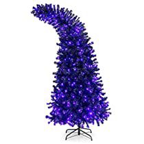 Check this out! Black Halloween Tree, Unique Top Designs, Orange Led Lights, Halloween Tree, Black Christmas Trees, White Christmas Trees, Purple And Orange, Halloween Trees, Artificial Tree