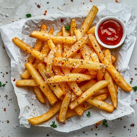 Photo culinary magazine photo of french ... | Premium Photo #Freepik #photo Potato Fries Photography, Fries Food Photography, French Fries Photography, Fries Photography, Menu Presentation, Food Shoot, Food Bites, Product Photoshoot, Chocolate Company