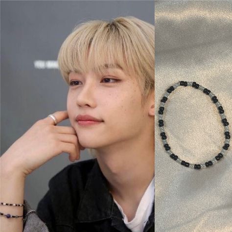 Felix Beaded Bracelet, Felix Bracelet Skz, Felix Beads Bracelet, Skz Jewelry Diy, Jewelry Kpop Skz, Skz Beads Bracelet, Straykids Accessories, Straykids Bracelet Ideas, Stay Bracelet Skz