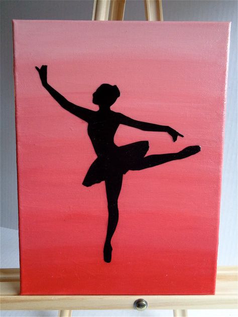 Pink Ombre Ballerina Hanging wall art home by GoldenAnchorArt Ballet Painting, Ballerina Silhouette, Watercolor Girl, Dance Paintings, Silhouette Painting, Paint Canvas, Oil Pastel Art, Easy Canvas Painting, Painting Media