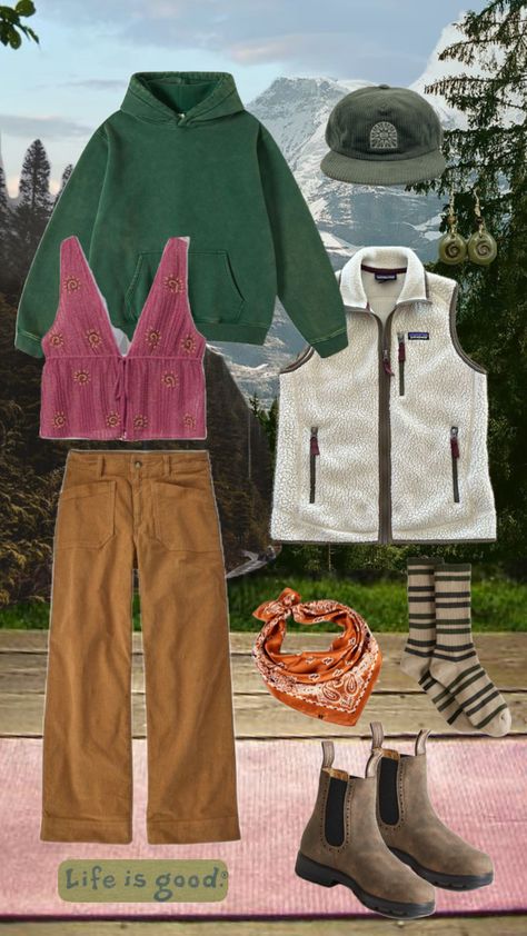 #granolagirl #outfitinspo #blundstones #mountaingirl #falloutfit Gronala Girl Fall, Granola Core Outfits, Granola Cowgirl Outfits, Bluegrass Concert Outfit, Comfy Granola Outfits, Crunchy Clothes, Winter Granola Outfit, Granola Winter Outfits, Salty Granola Outfits