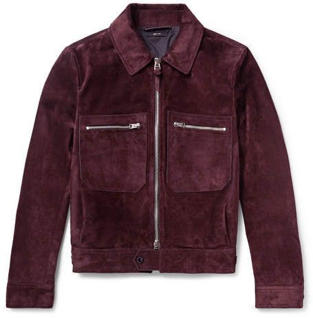 TOM FORD Slim-Fit Suede Blouson Jacket Tom Ford Boots, Suede Jacket Men, Blouson Jacket, Burgundy Jacket, Tuxedo Jacket, Burberry Men, Leather Zipper, Suede Jacket, Mens Outerwear