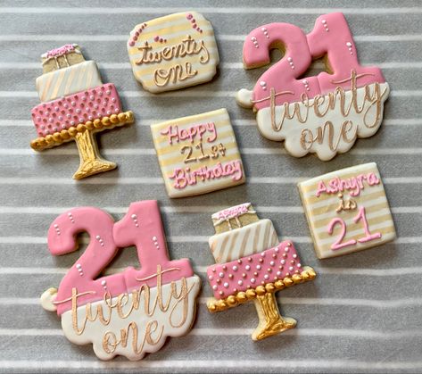 22nd Birthday Cookies Decorated, Cookies 21st Birthday, 21 St Birthday Cookies, 21st Bday Cookies, 21 Birthday Cookies, 21st Birthday Cookies Pink, 21st Birthday Cookies, 18th Birthday Cake For Girls, Bday Cookies