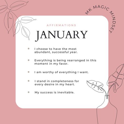 Monthly Affirmations January, New Year Affirmations Inspiration, New Year Meditations, New Year Affirmations 2023, New Years Manifestation, January Affirmations, January Magick, New Year Manifestation, New Year Magic