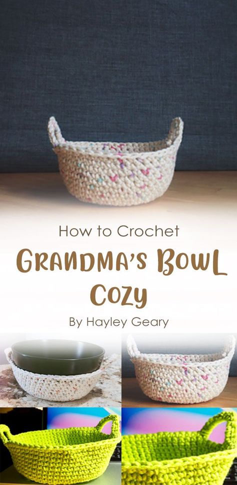 Crochet Patterns Bowl Cozy, Bowl Crochet Pattern Free, Everyday Crochet Projects, Free Crochet Bowl Cozy Patterns, Crochet Soup Bowl Cozy, Crocheted Bowl Cozy, Crochet Bowl Cozies Free Pattern, Free Crochet Bowl Cozy Pattern, Crochet Bowl Cozies