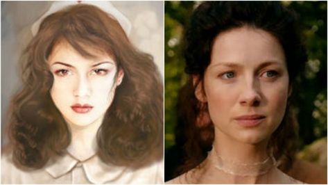 How the cast of Outlander should really look: Claire Randall Claire Fraser Hair, Claire Outlander, Outlander Style, Duncan Lacroix, Outlander Cast, Claire Rose, Claire Randall, Outlander Fan Art, Outlander Claire