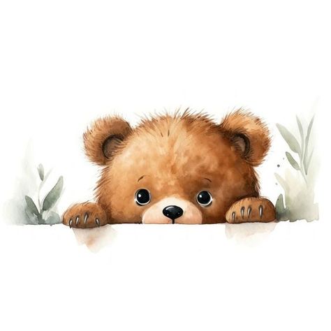 Cute Bear Watercolor, Watercolor Art Animals, Bear Watercolor Painting, Animal Representation, Cute Bear Illustration, Baby Animals Watercolor, Teddy Bear Watercolor, Teddy Bear Illustration, Teddy Bear Art