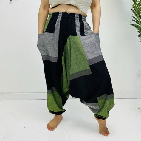 Harem Yoga Pants, Hammer Pants, Balloon Pants, Yoga Pants With Pockets, Pants With Pockets, Linen Clothes, Black Grey, Nepal, Yoga Pants