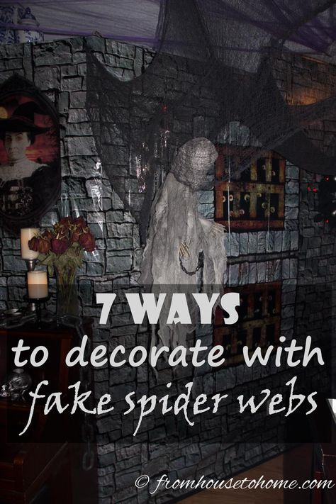 7 Ways To Decorate With Fake Spider Webs Haloween Decor, Halloween Haunted House Decorations, Halloween Web, Fake Spider, Spider Web Decoration, Halloween Tablecloth, House To Home, Haunted House Decorations, Creepy Halloween Decorations