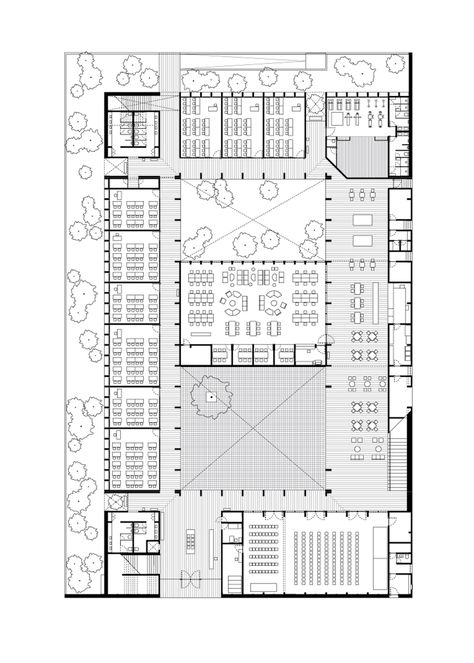 Courtyard School Architecture, School Plans Architecture Design, Schools Plans Architecture, Forest School Architecture, School Plans Architecture, Architecture School Plan, School Plan Architecture Concept, School Floor Plan Architecture, School Design Plan