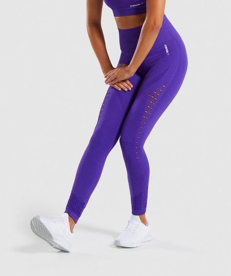 Gymshark Energy+ Seamless Leggings - Indigo 1 Purple Yoga Pants, Purple Yoga, Womens Printed Leggings, Biker Shorts Outfit, Knit Tights, Gymshark Leggings, Legging Outfits, Gym Leggings, Seamless Leggings