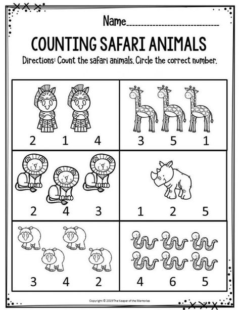 Preschool Worksheet Counting Safari Animals Safari Worksheets, Preschool Pets, Worksheet Counting, Preschool Jungle, Preschool Weather, Preschool Counting, Toddler Worksheets, Free Preschool Printables, Free Preschool Worksheets