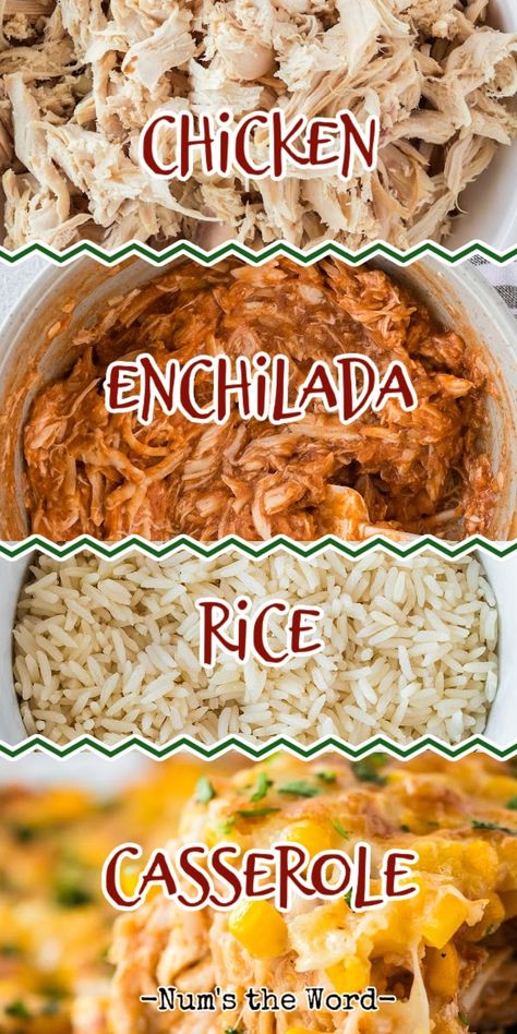 Mexican Recipe With Rotisserie Chicken, Chicken Taco Casserole With Rice, Chicken Enchilada Casserole No Tortilla, Chicken Enchiladas Rice Casserole, Chicken Enchilada Noodle Casserole, Chicken Enchilada And Rice, Chicken Rice Enchiladas, Baked Rotisserie Chicken Recipes, Frozen Shredded Chicken Recipes