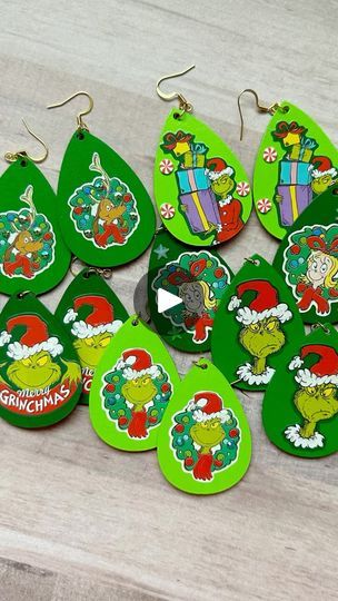 Grinch Earrings Diy, Grinch Gifts, Grinch Earrings, Dollar Tree Craft Ideas, Diy Grinch, Tree Craft Ideas, Earrings Crafts, Mod Podge Gloss, Mod Podge Fabric