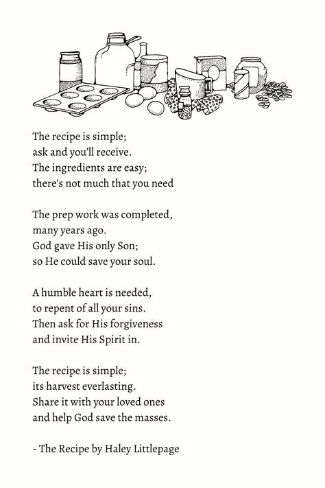 The Recipe | Homemaker Poetry Series — Humbly Haley Christian Spoken Word Poetry, Christian Love Poems, Christian Poems Of Encouragement, Poems About Gods Love, Poems About Jesus, Jesus Poetry, Faith Poems, Poems About Family, God Poems