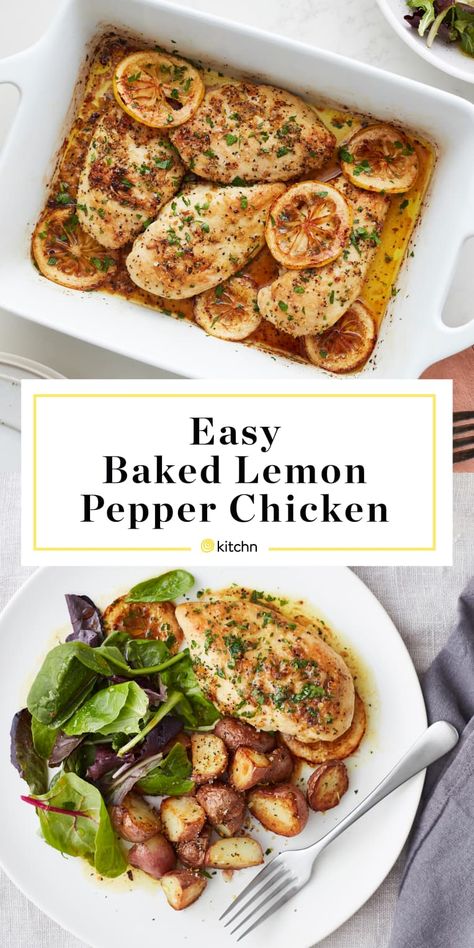 Baked Lemon Pepper Chicken, Baked Lemon Chicken, Lemon Pepper Chicken, Pepper Chicken, Chicken Stuffed Peppers, Lemon Pepper, Baked Chicken Recipes, Low Fat Recipes, 5 Ingredient